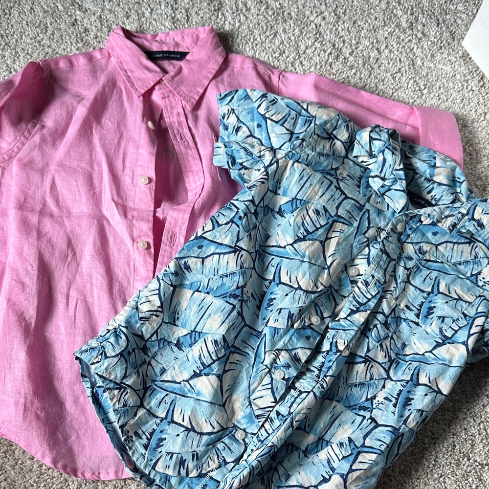 Janie and Jack Pink and Blue Kids Shirts Set